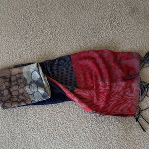 Coach Red and Blue Patterned Scarf